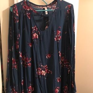 Long sleeve navy blue dress
